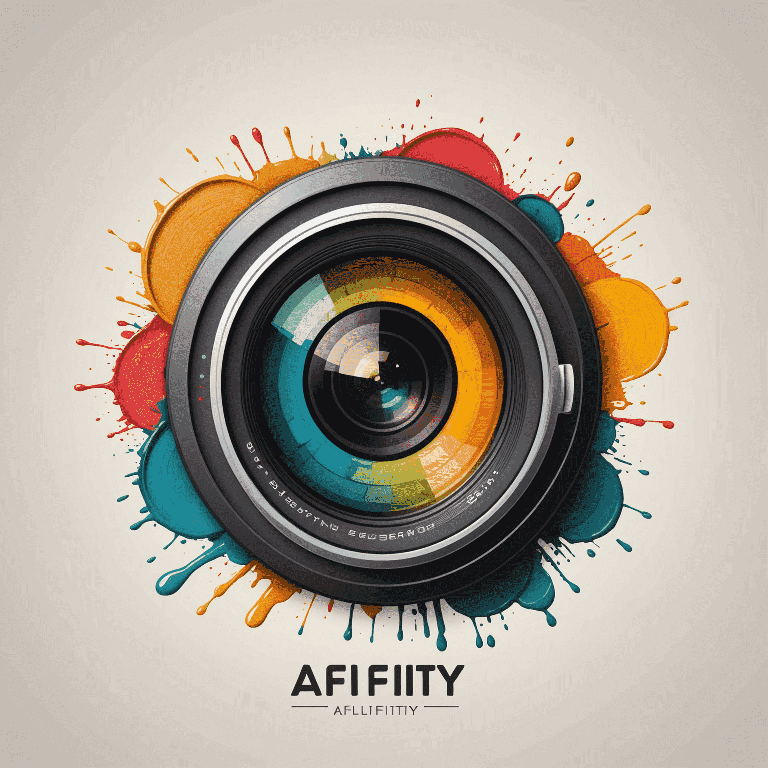 Affinltyportal logo - A stylized camera lens with paintbrush strokes, symbolizing photo editing and graphic design