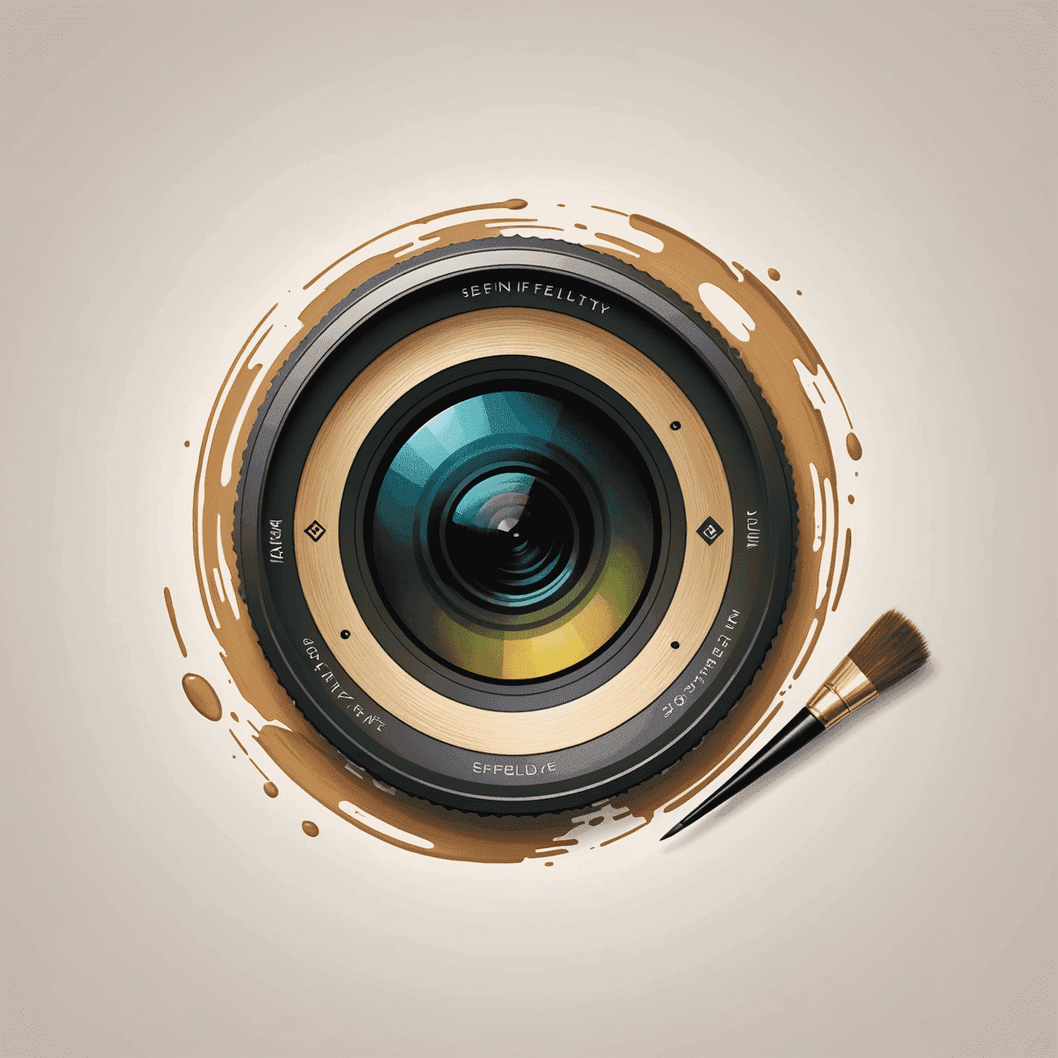 Affinltyportal logo - A stylized camera lens with paintbrush strokes, symbolizing photo editing and graphic design