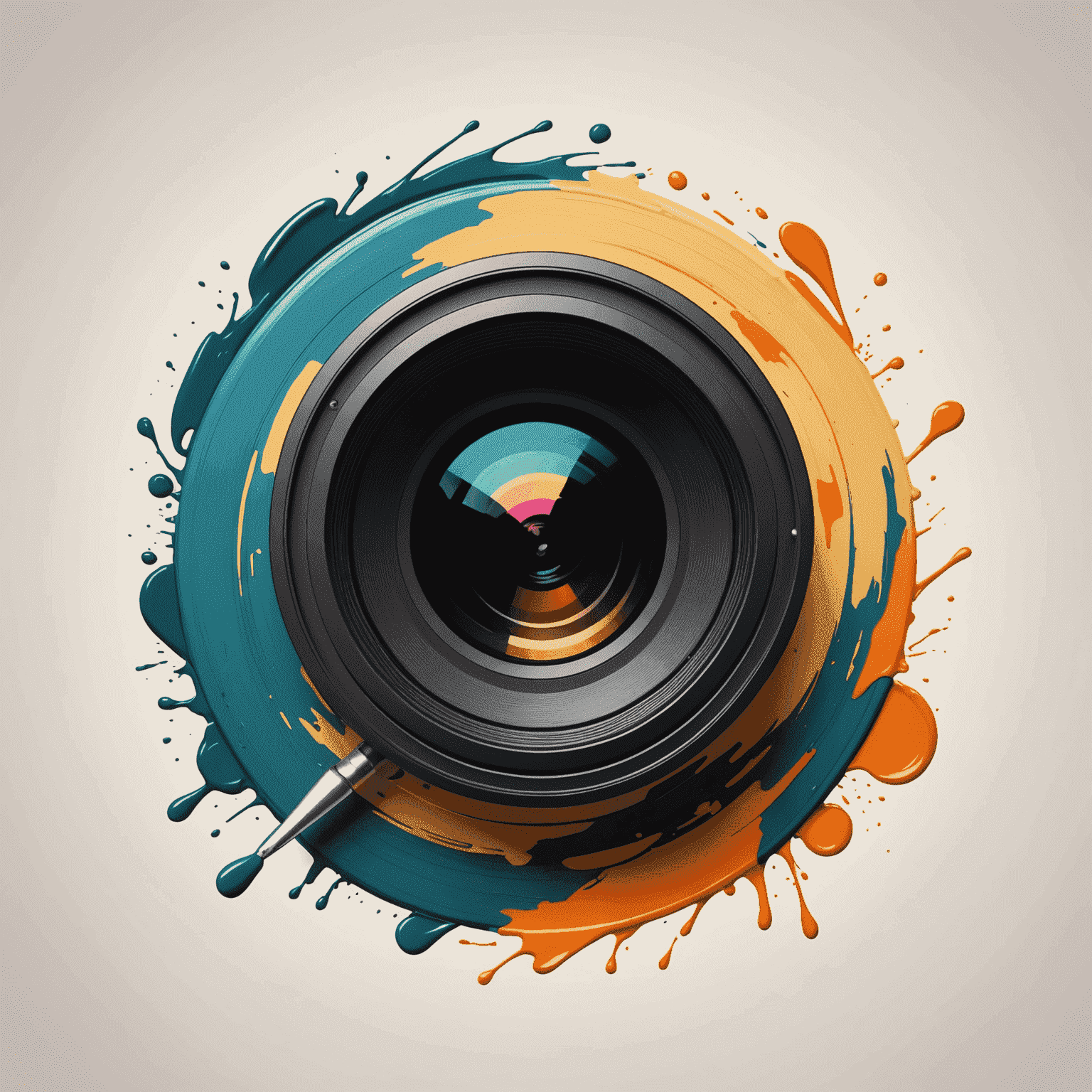 Affinltyportal logo - A stylized camera lens with paintbrush strokes, symbolizing photo editing and graphic design