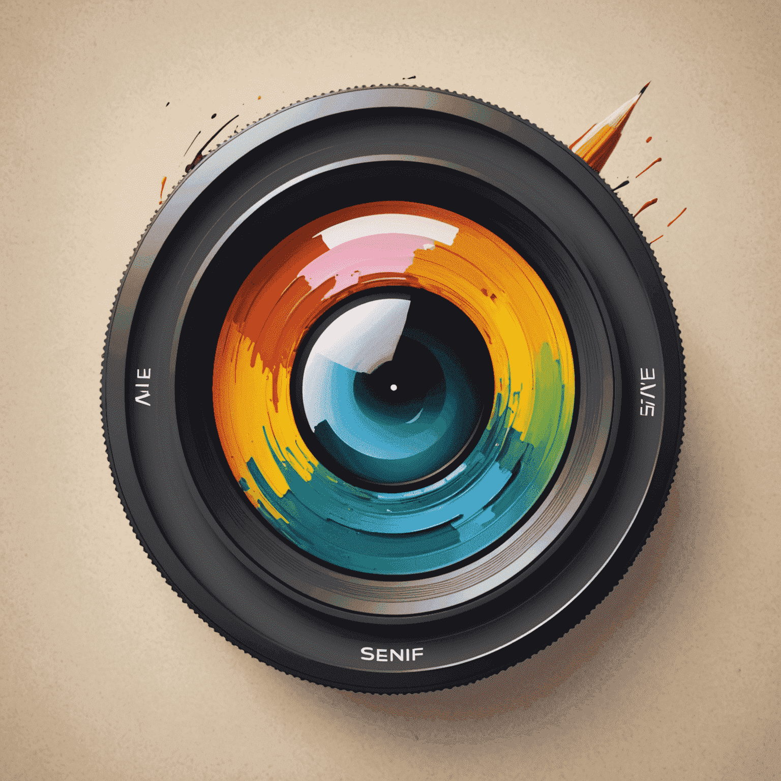 Affinltyportal logo - A stylized camera lens with paintbrush strokes, symbolizing photo editing and graphic design