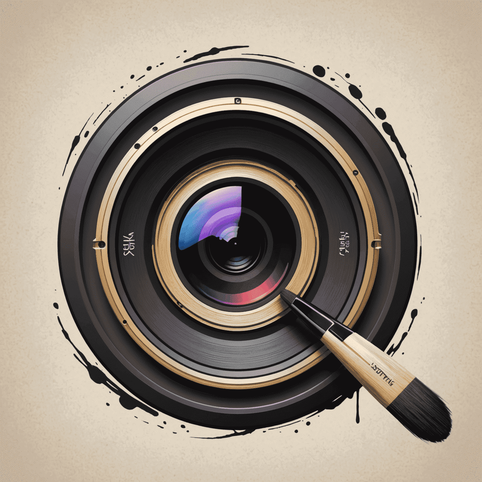 Affinltyportal logo - A stylized camera lens with paintbrush strokes, symbolizing photo editing and graphic design