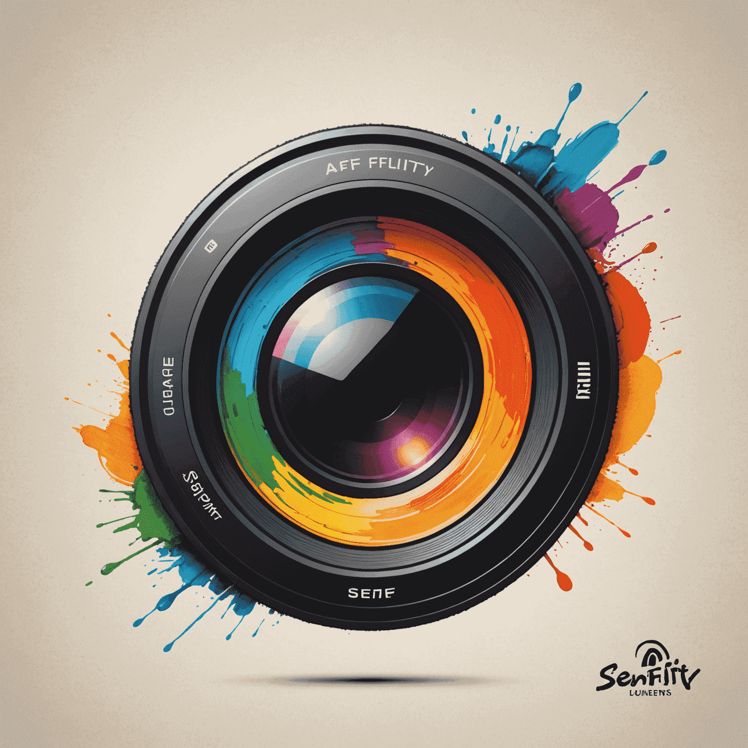 Affinltyportal logo - A stylized camera lens with paintbrush strokes, symbolizing photo editing and graphic design