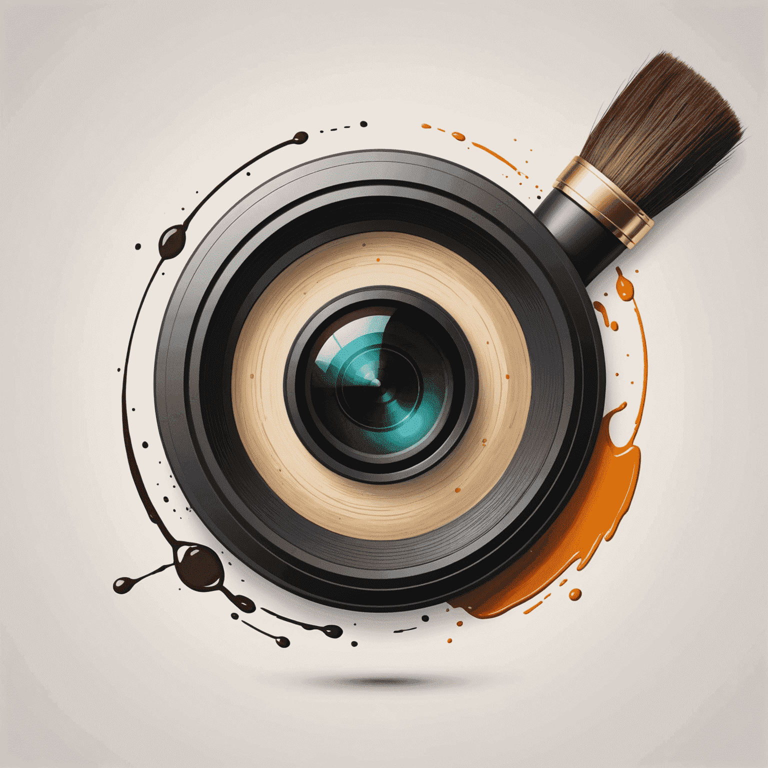 Affinltyportal logo - A stylized camera lens with paintbrush strokes, symbolizing photo editing and graphic design